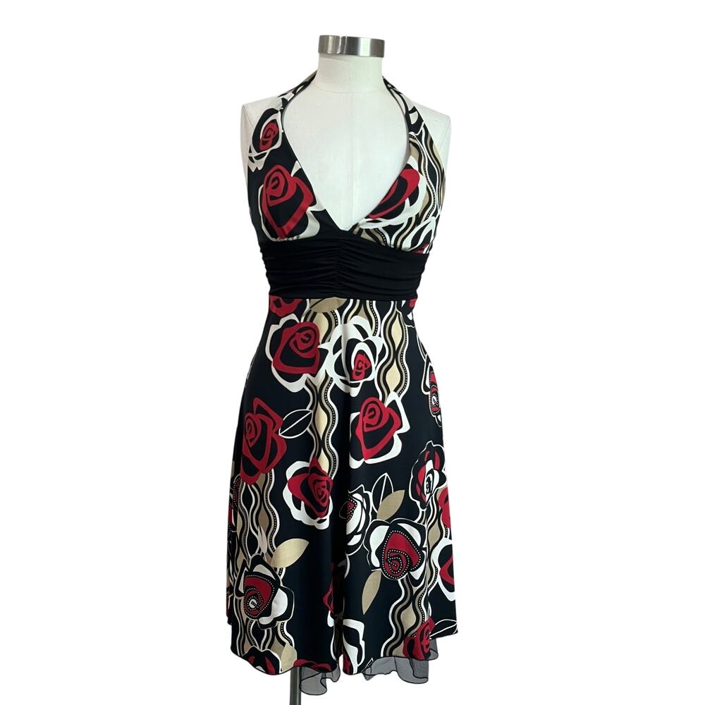 Y2K Speechless Rose Print Stretch Halter Sundress Size Small